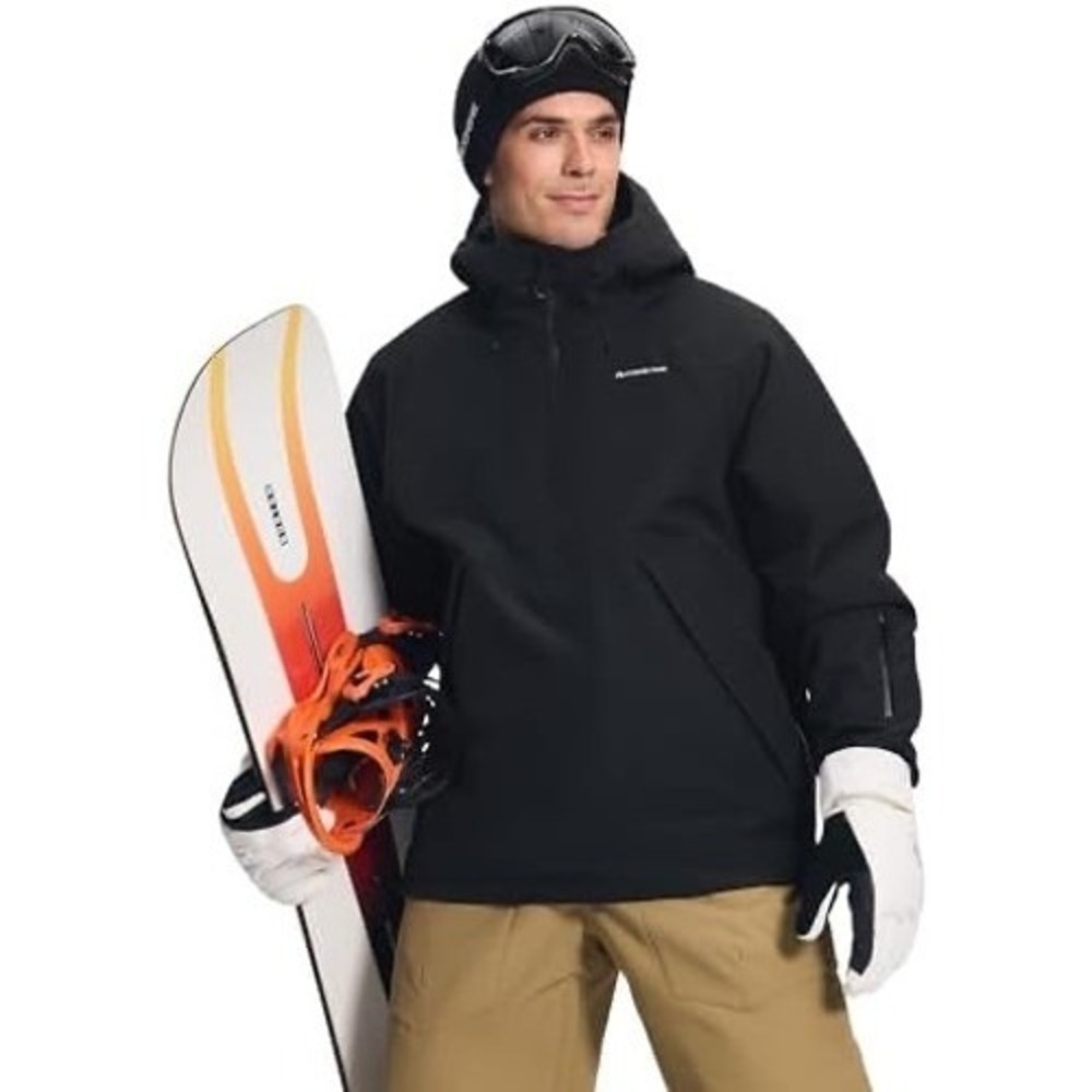 NWT Pioneer Camp Mens Ski Snowboard Anorak Jacket Black Waterproof Half Zip Sz S